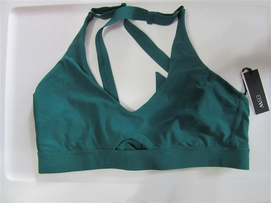 NWT EBW Tilde S Solid Deep Green Keyhole Scoop Bikini Swim Top #110017