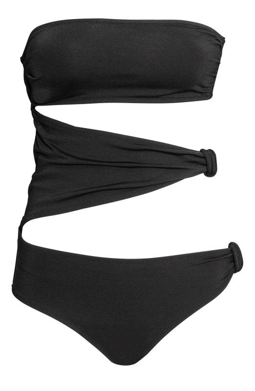 NWOT H&M 14 Rivera Ready 1PC Monokini Cutout Swimsuit Black 110046