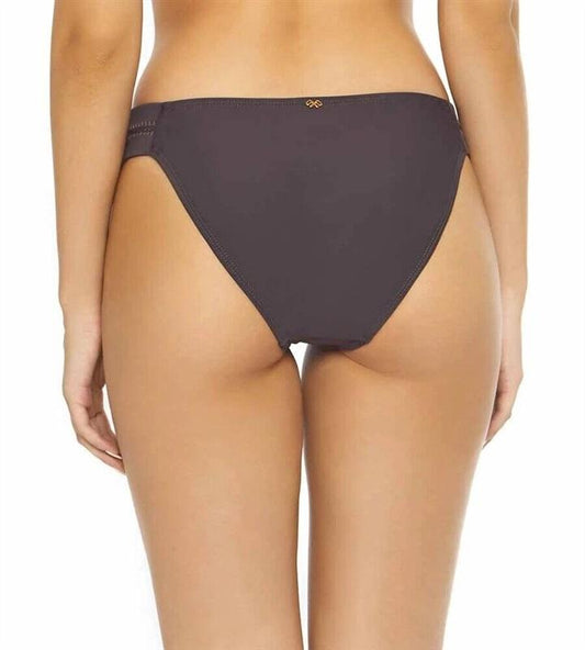 NWOT Pilyq PQ Stitched Side Tab Cocoa Brown M Cheeky Bikini Bottoms 110057