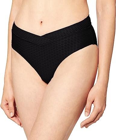 NWOT Seafolly 6 La Luna Retro 'V' Front Bikini Bottom Black 110060