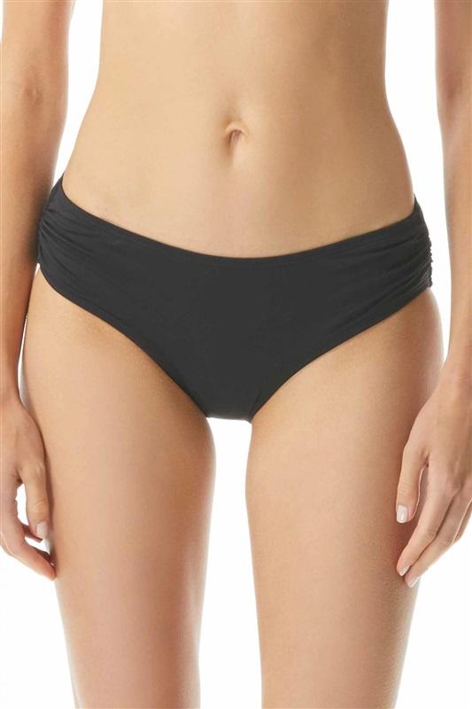 NWT Michael Kors S Shirred Tab Side Hipster Bikini Bottom Black 110061