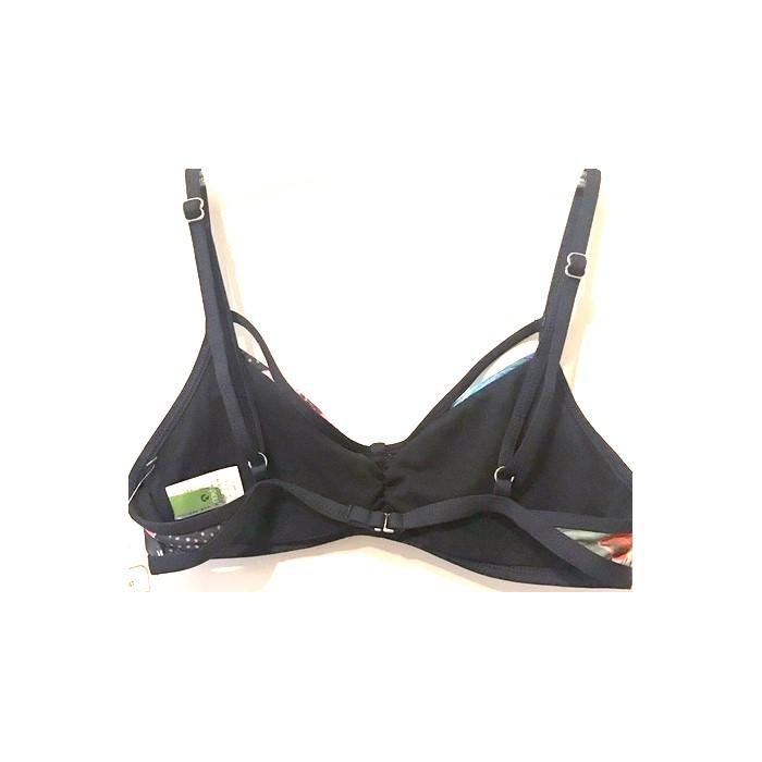 NWT Next by Athena 36B/C SC Sport Bra Swimsuit Bikini Top Black Floral #110091