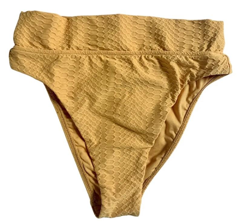 NWOT Seafolly 10 Medusa Wide Band Hi Rise Bikini Pants Yellow 110111