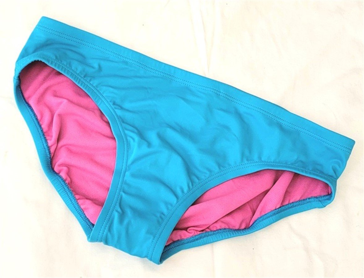 NEW Nike Girls LG 12-13yrs Embroidered Swoosh Aqua Pink Bikini Bottom 110119