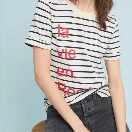 NWOT Sol Angeles x Anthropologie M ‘La Vie En Rosè’ Striped Tee 110157