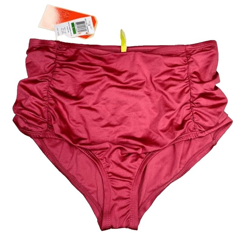 NWT Gianni Bini Fan Fav Romantic Hi Waist Bikini Bottom Cabernet 110184