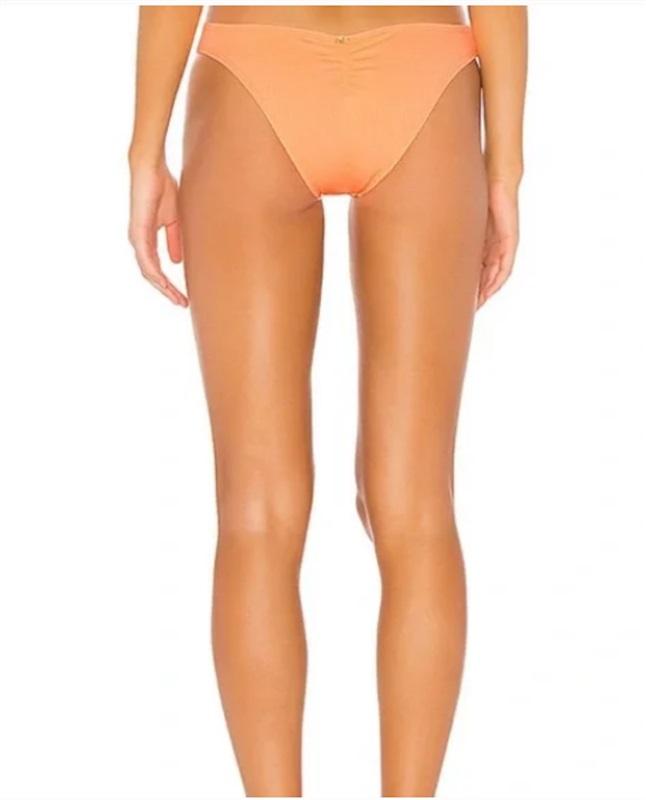 NWT Pilyq PQ Basic Full Ruched M Bellini Orange Bikini Swim Bottoms 110192