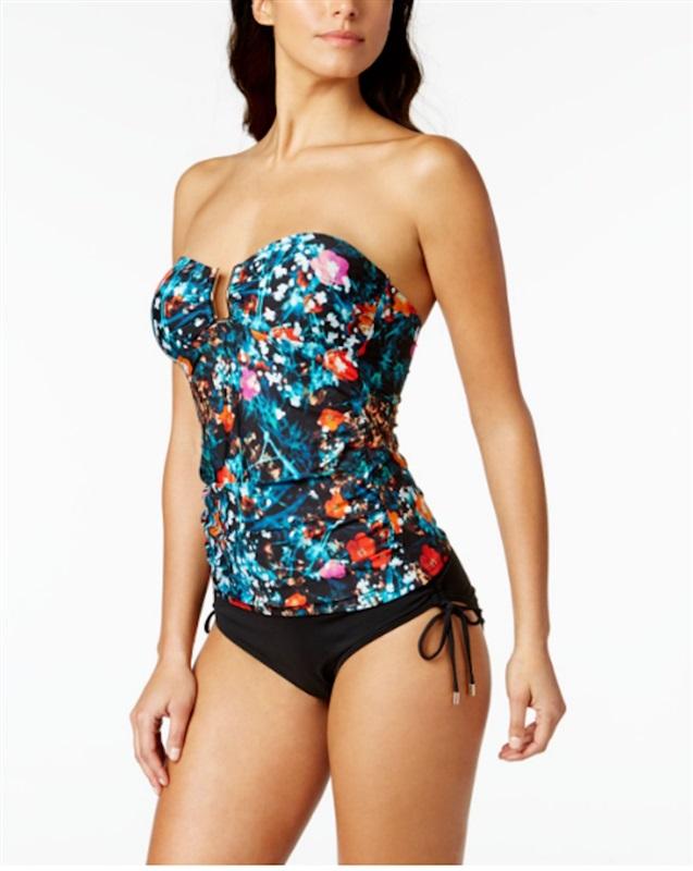 NWT Calvin Klein S Exotic Poppy Convertible Tankini Top 110206