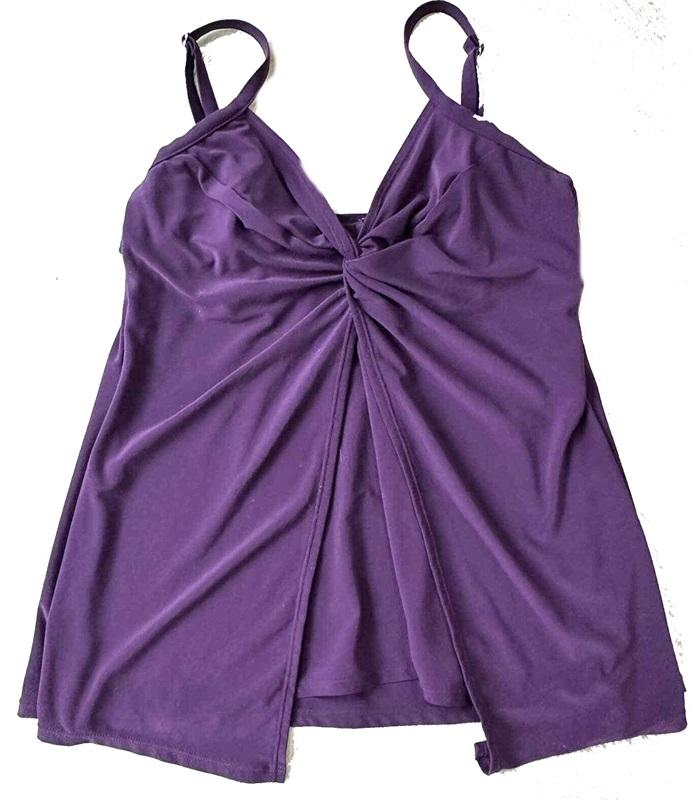 NWT Miraclesuit 8 Love Knot Underwire Tankini Top Purple 110278