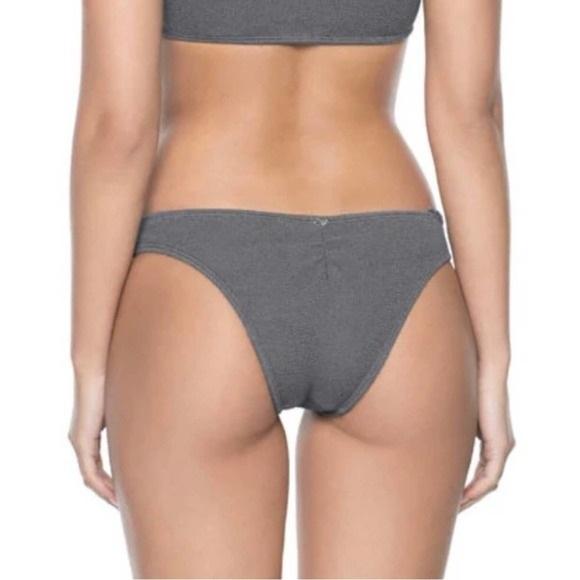 NWT PIlyq PQ Sand Reef L Gray Textured Cheeky Bikini Swim Bottom 110432