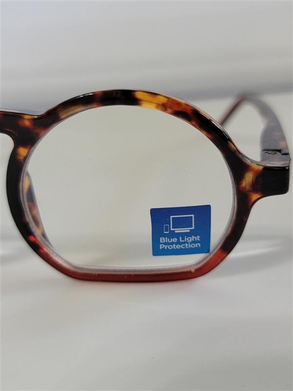 EyeLooker Round Flat 2.00 Blue Light Tortoise Red Reading Glasses #110446