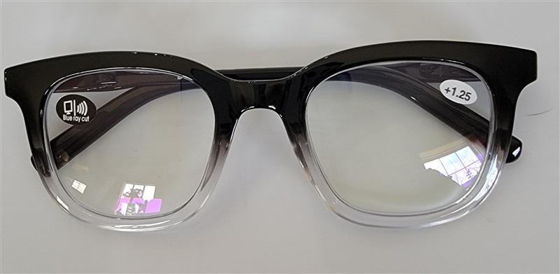 EyeKepper Black & Clear 1.25 Thick Frame Anti Blue Light Reading Glasses #110449