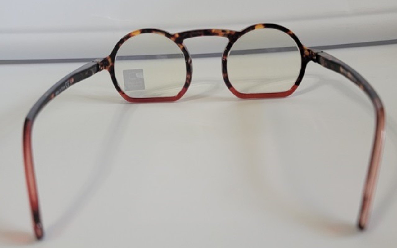 EyeLooker Round Flat Tire Tortoise & Red 2.00 Blue Light Reading Glasses #110453