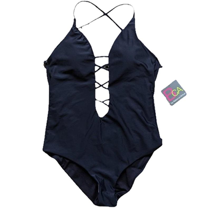 NWT Becca By Rebecca Virtue M Move Along Plunge 1PC Swimsuit 110499
