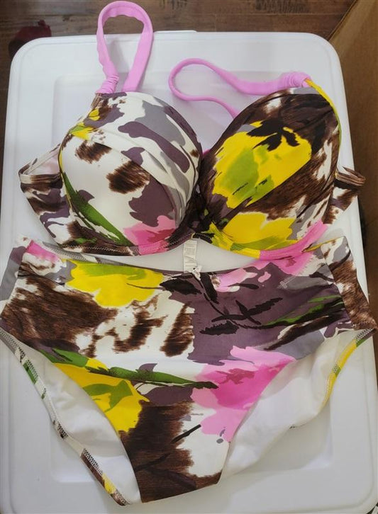 NWOT Sielei 40 Watercolor High Waisted Bikini Swim Top & Bottom 110537