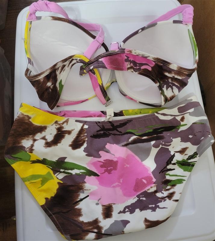 NWOT Sielei 40 Watercolor High Waisted Bikini Swim Top & Bottom 110537