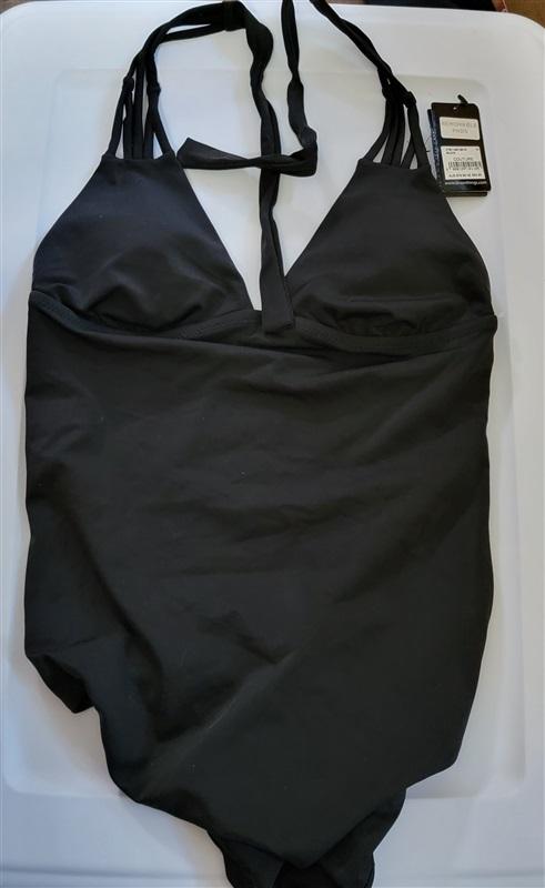 NWT Bras N Things Plunge Halter 10 AU 1PC Swimsuit black 110543