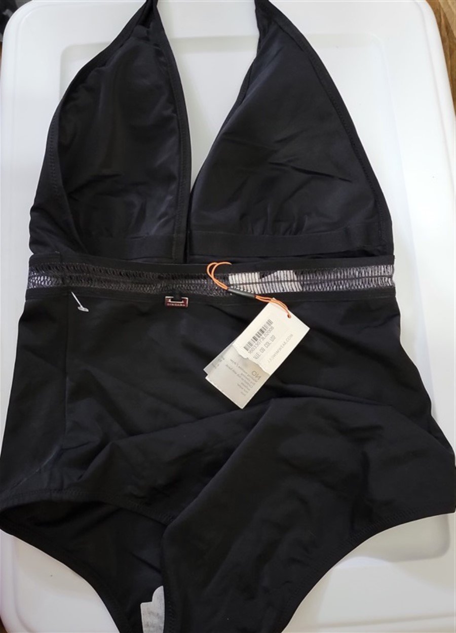 NWT Zingara 8 1Pc MESH HALTER Swimsuit Black 110549