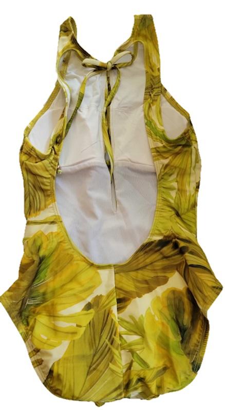 NWT Robin Piccone 4 Ana Open Back ONE-PIECE Yellow Leaf Swimsuit 110556