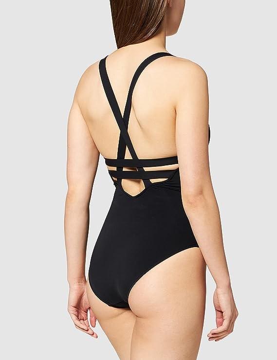 NWOT Seafolly Collective Deep 4 USA Black V-Neck One-Piece Swimsuit 110559