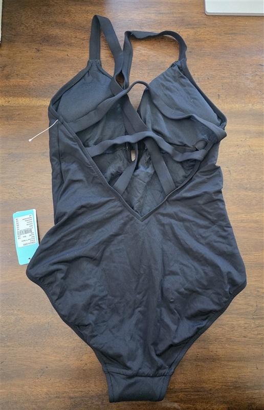 NWOT Seafolly Collective Deep 4 USA Black V-Neck One-Piece Swimsuit 110559
