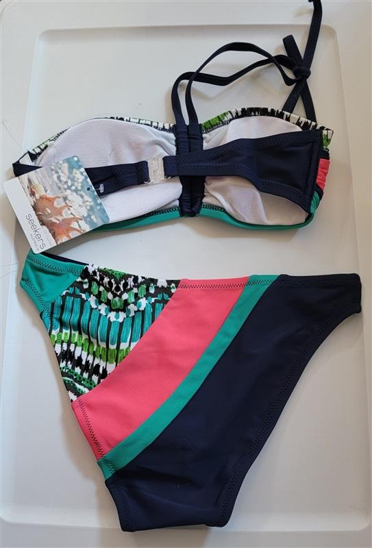 NWT Seekers Australia 6 US Jade Bandeau Stripe Bikini 110584