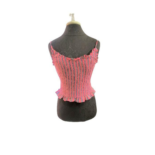New Wild Honey by Anthropologie M Smocked Pink Multi Color Ruffled Cami #110622
