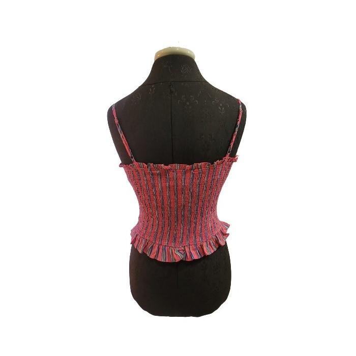 New Wild Honey by Anthropologie S Smocked Pink Multi Color Ruffled Cami #110628