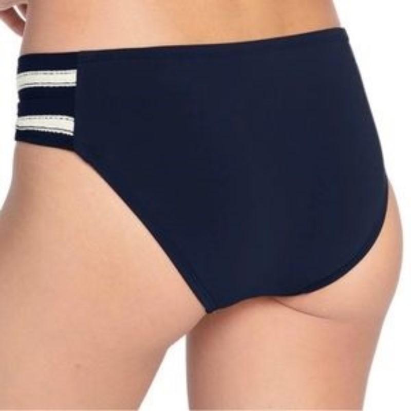 NWT Robin Piccone Abi L Solid Navy Twist Band Bikini Swim Bottom 110648