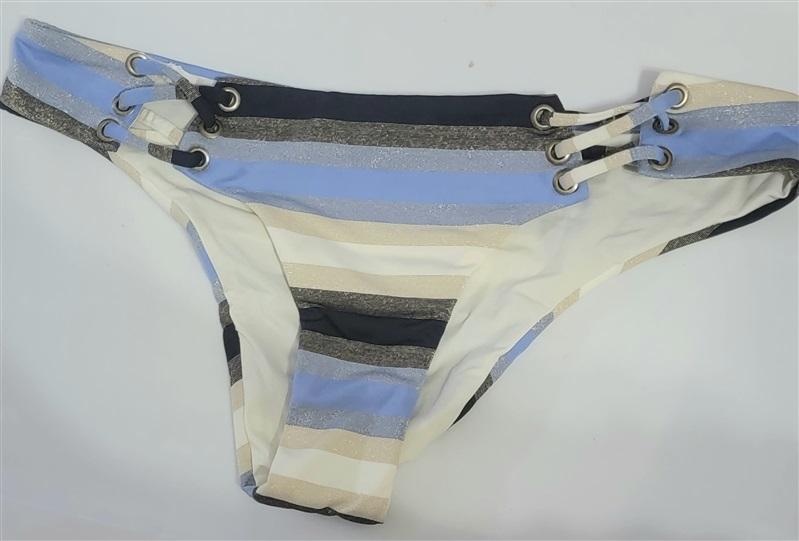NWOT Pilyq PQ Cancun L Solid Lace Up Strappy Bikini Swim Bottoms 110649