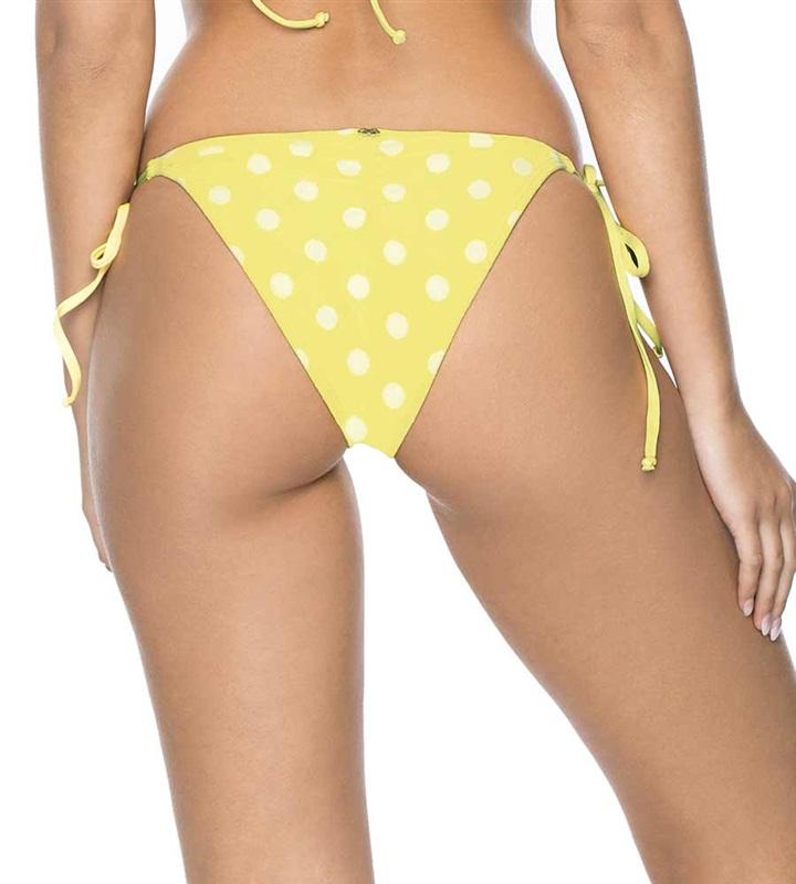 NWT Pilyq Yellow Dot L Tie Teeny Cheeky Bikini Swim Bottom 110653