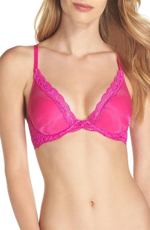 NWOT Natori 34D Pink Feathers Bra Plunge Contour Style 730023 110727