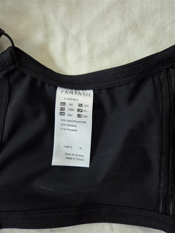 NWOT Fantasie 30K Fusion FL3091 Underwire Side Support Bra Black 110728