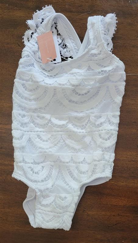 NWT Pilyq PQ 18/24 mo Baby Water Lily Lace White 1 Pc Swimsuit 110784