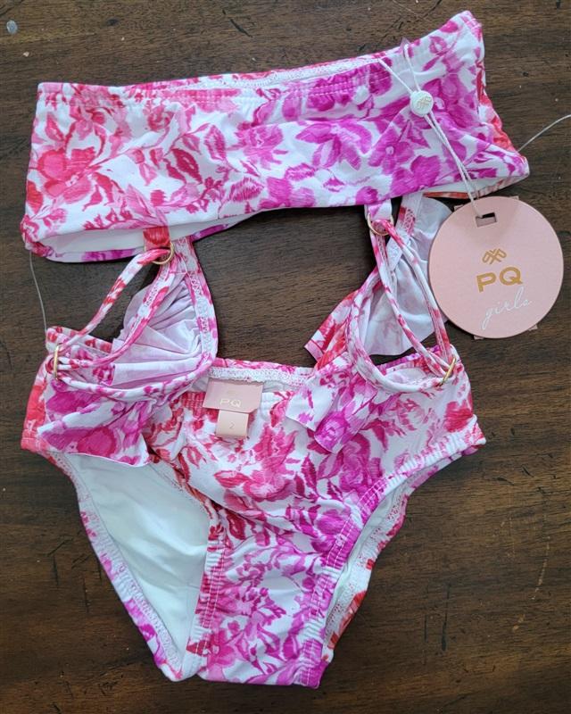 NWT PIlyq 2 Girls Azalea Pink White Flutter Bikini 110787