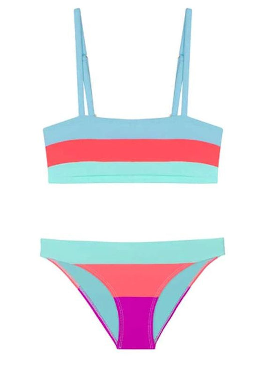 NWT PIlyq PQ 8 Girls Splash Color Block Bikini 110789