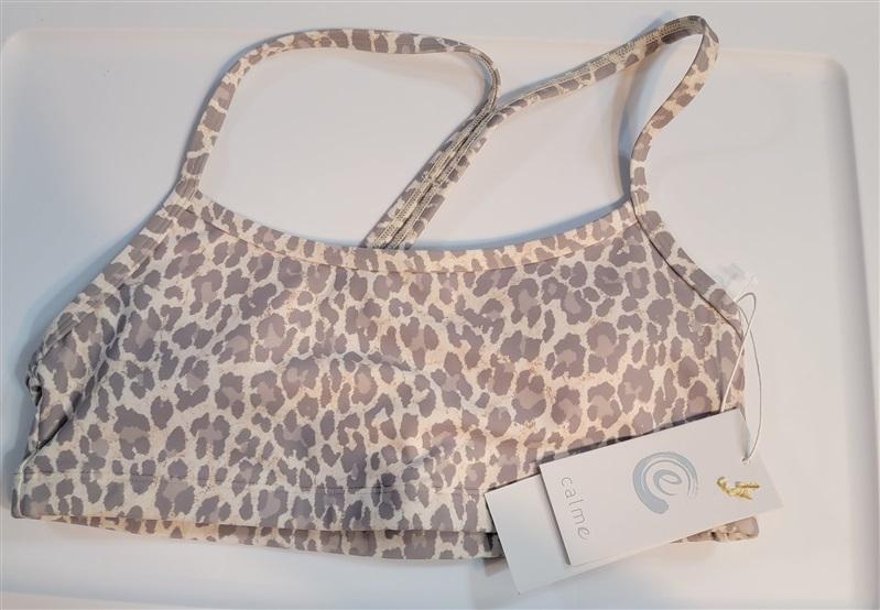 NWT Calme Endurance Cross Back Sports Bra M Cheetah 110796