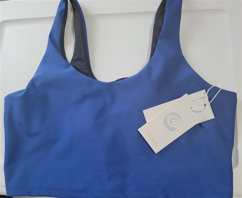NWT Calme S Endure Sports Yoga Bra Cropped Tank Top Blue 110799