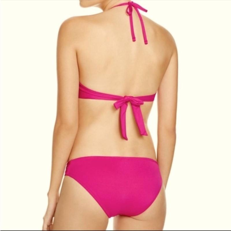 Becca Virtue M Janis Macrame High Neck Fuchsia Pink Bikini Swim Top #110811