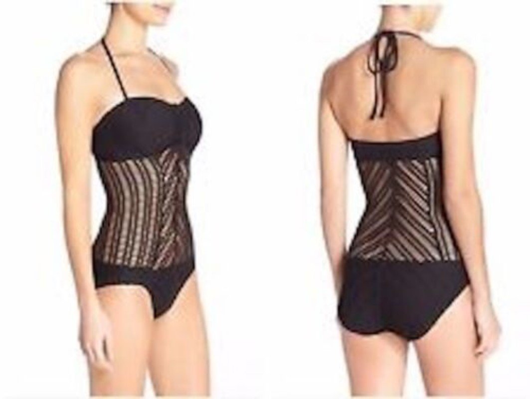 NWT Robin Piccone Sophia 8 Crochet High-Neck 1PC Swimsuit 110561