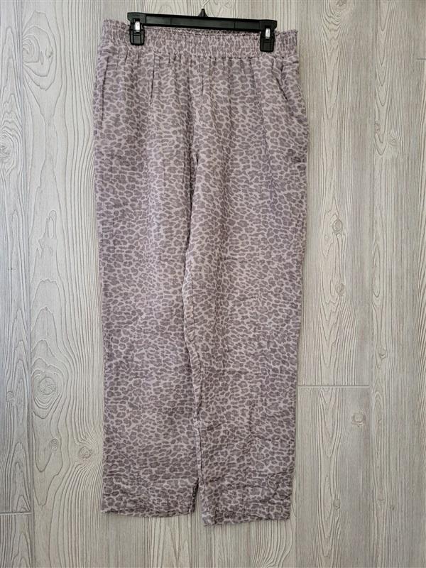 NWT Calme M Relaxed Fit Pants Leopard Crinkle Gauze 110864