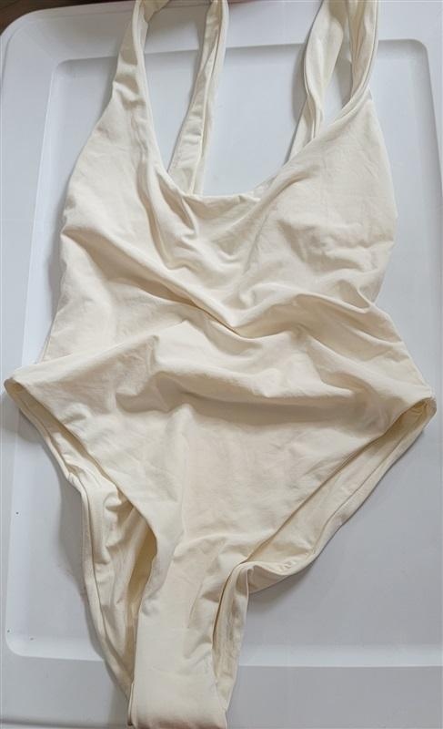 NWOT What We Wore XS Ivory 1PC Swimsuit 110874