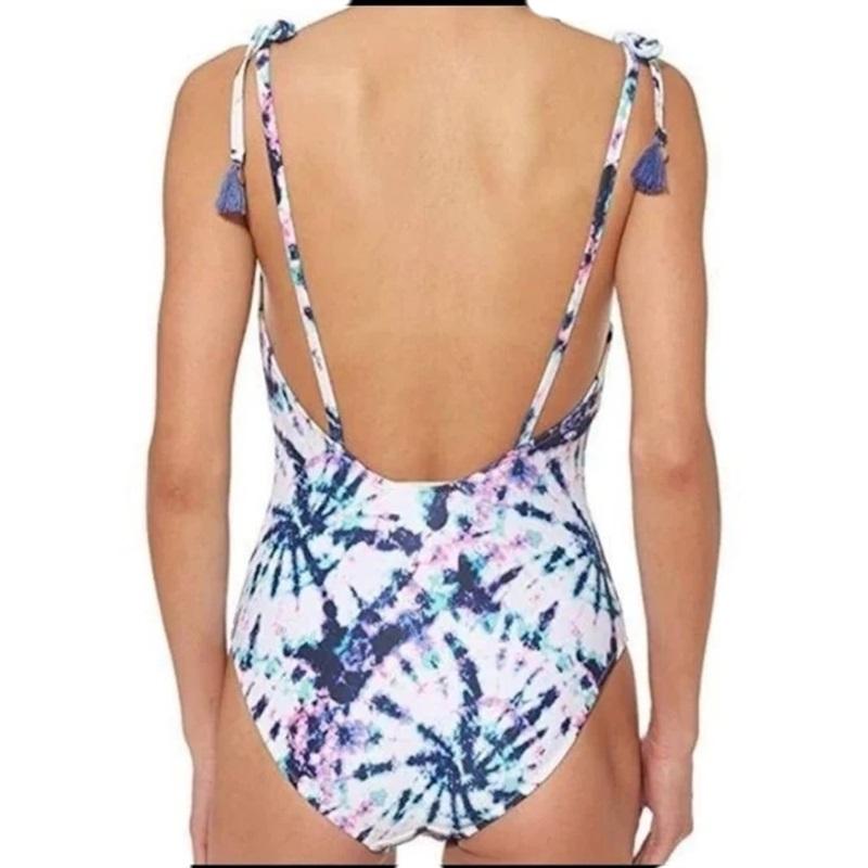 NWT Jessica Simpson XL MIST Tie-Dyed Tie-Shoulder 1PC Swimsuit 110875