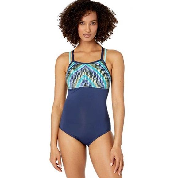 NWOT Nike S Texture Stripe Double Crossback 1PC Swimsuit 110879