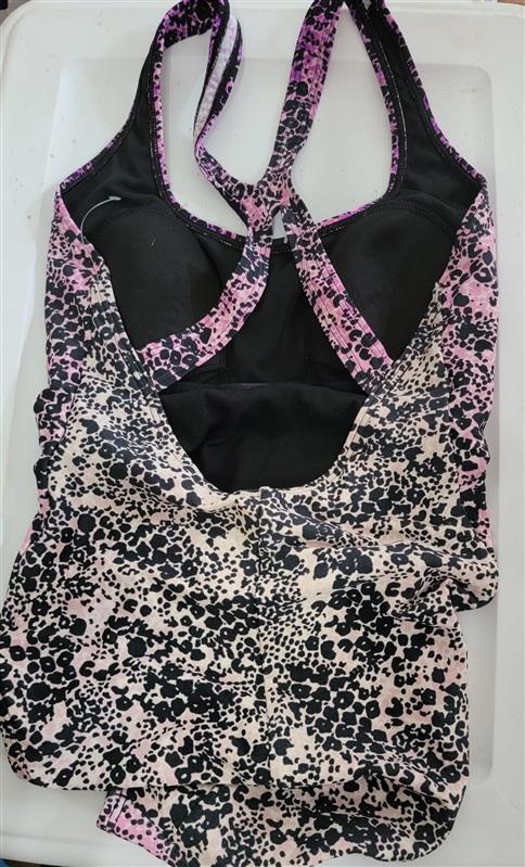 NWOT Speedo 10 Powerflex Moderate Ultraback 1PC Swimsuit Ombre Dot 110907
