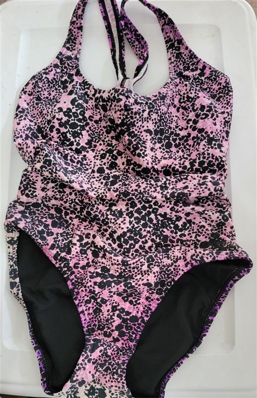 NWOT Speedo 10 Powerflex Moderate Ultraback 1PC Swimsuit Ombre Dot 110907