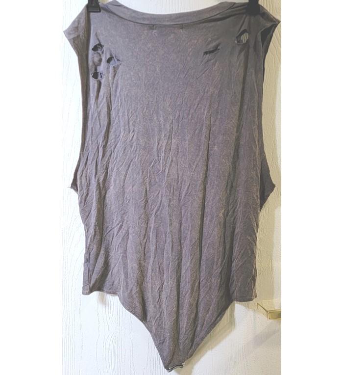 New Honey Punch Anthropologie L Distressed Black Acid Wash Tank Bodysuit #110941