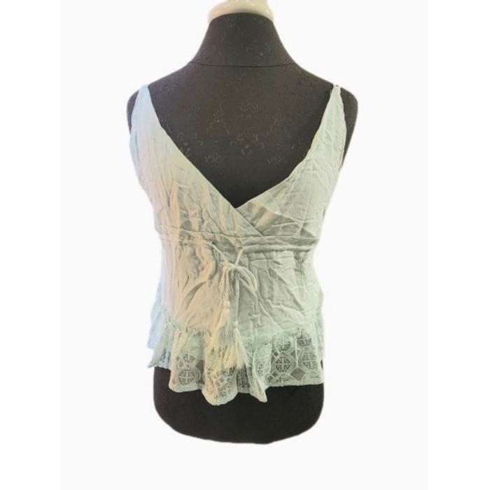 New Honey Punch Anthropologie L Strappy Ruffled Crepe & Lace Cami Mint #110947