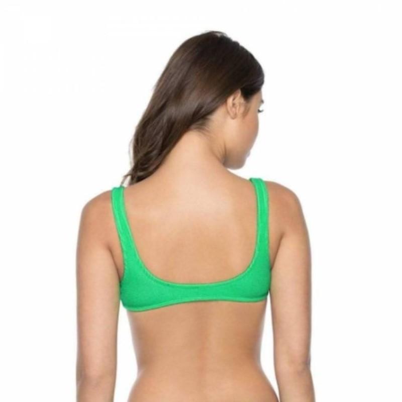 NWT PIlyq Paypaya Reef L Cup Green Ring Side Halter Bikini Swim Top 110955