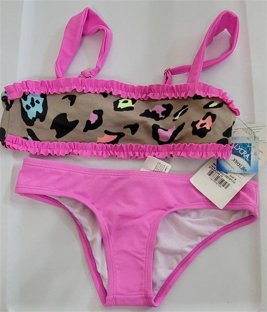 NWT Maria Bonita Phax M Girls Pink Cheetah Bikini Top & Bottom 110987